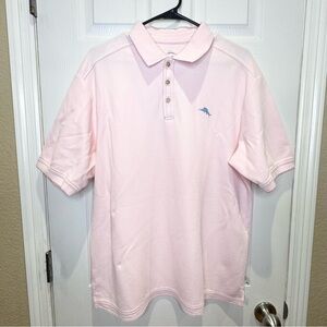 Tommy Bahama Supima Men's Large Short Sleeve Polo Light Pink Blue Golf Resort